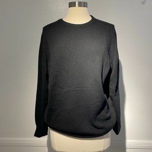Neiman Marcus Black Cashmere Boyfriend Crew Neck